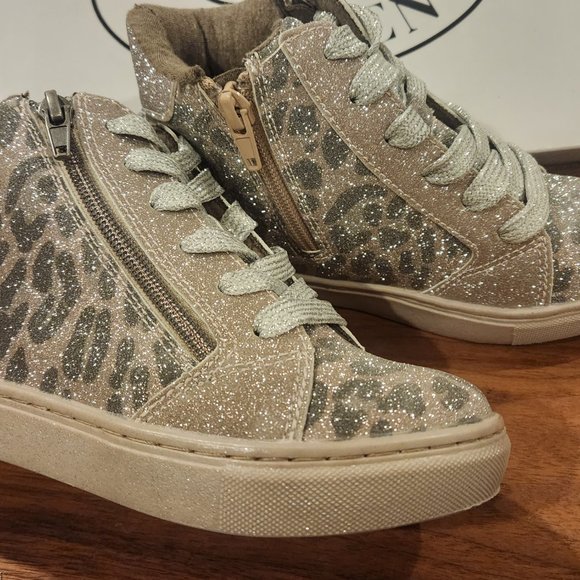 Steve Madden girls glitter cheetah ankle boots size 1, new in box - Picture 2 of 4